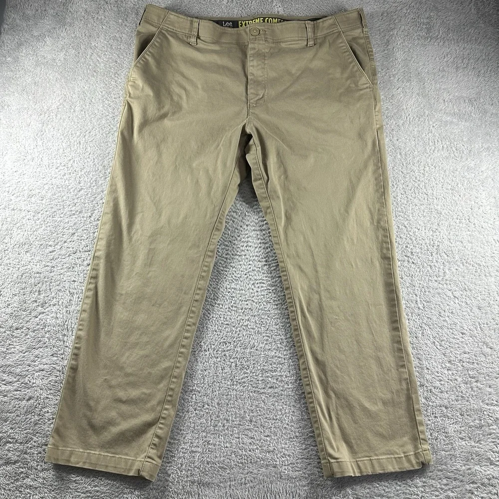 Lee‎ Extreme Comfort Straight Fit Pants Mens 42x30 (Fits 42x29) Khaki Stretch